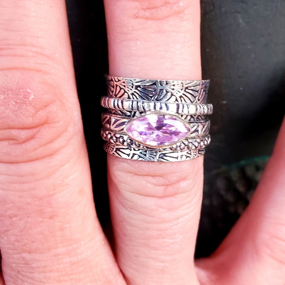 New Pink Topaz 925 Silver Spinner Meditation Ring. - Picture 7 of 10